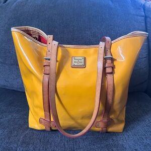 Dooney & Bourke Mustard Yellow Tote with Tan Straps